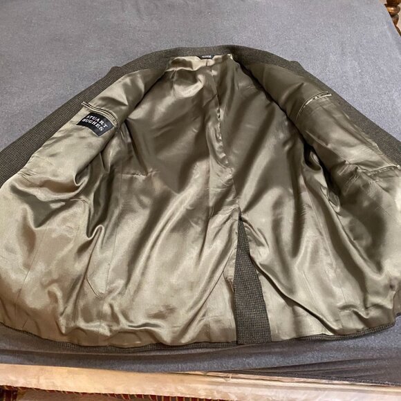 Stuart Hughes Men’s Blazer Sport Coat 44L Brown Houndstooth Elbow Patch Wool - Picture 14 of 16